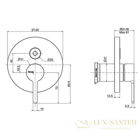 смеситель для душа встраиваемый fima carlo frattini snap f3119e2ns, на 2 выхода, черный матовый