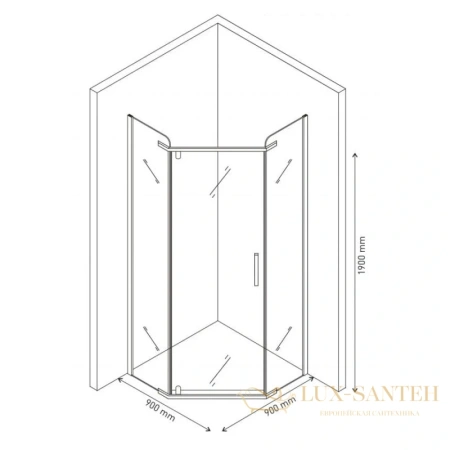 душевой уголок berges solo t black 061106 90х90 см 
