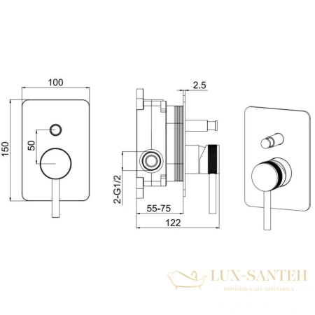 смеситель allen brau priority 5.31011-31 для ванны, черный матовый