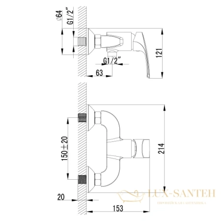 смеситель lemark plus shape lm1703c для душа