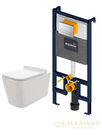 комплект aquame aqm42003cr: инсталляция с клавишей aqm4001cr, унитаз aqm2003 с быстросъемным сиденьем микролифт