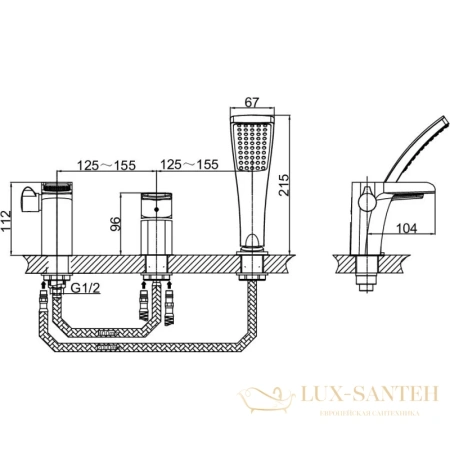 смеситель d&k berlin.freie da1434201 на борт ванны, хром