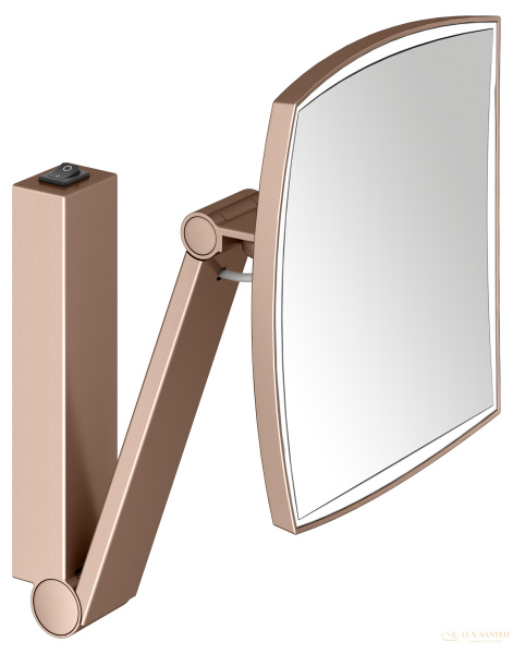 косметическое зеркало keuco ilook_move 17613299004, с кнопочным выключателем, x 5 кратное увеличение, дневной свет, золото красное шлифованное