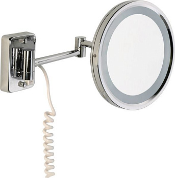 зеркало sanibano, h221 х withled, настенное круглое (3x) с led подсветкой (с проводом и вилкой), цвет хром