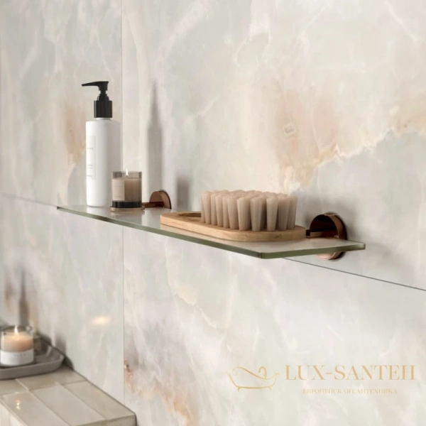 полка стеклянная wasserkraft asphe k-77724 53 см, розовое золото