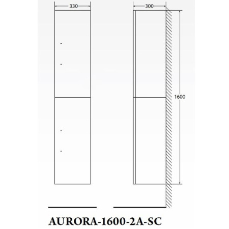 шкаф пенал belbagno aurora aurora-1600-2a-sc-bl-p-r 33 см подвесной без ручек, bianco lucido