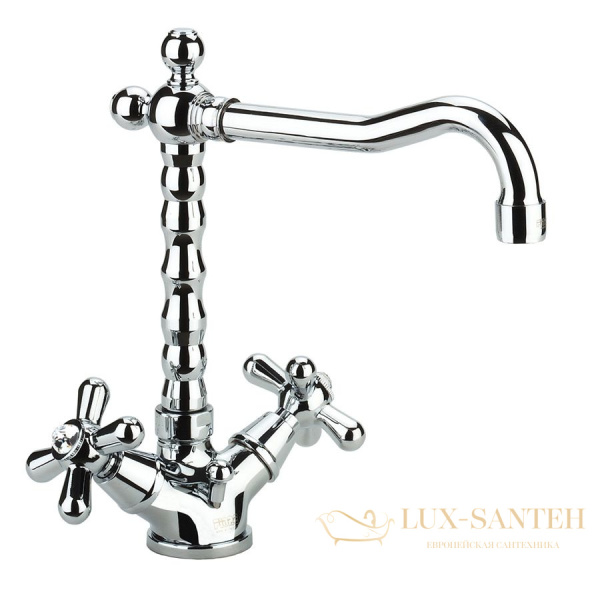 смеситель fiore margot sky 01cr0625 для раковины с донным клапаном, хром-swarovski