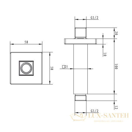 кронштейн villeroy & boch universal tvc00001300061 для верхнего душа потолочный 100 мм, хром