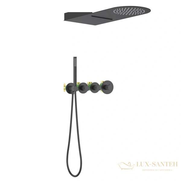 душевая система для душа термостатическая встраиваемая timo saona sx-2350/03sm, черный матовый
