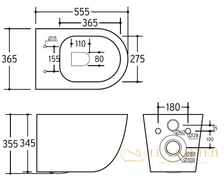 унитаз подвесной безободковый charus skandenborg rimless ewc700-125b, с быстросъемной крышкой с сиденьем, микролифт, черный матовый