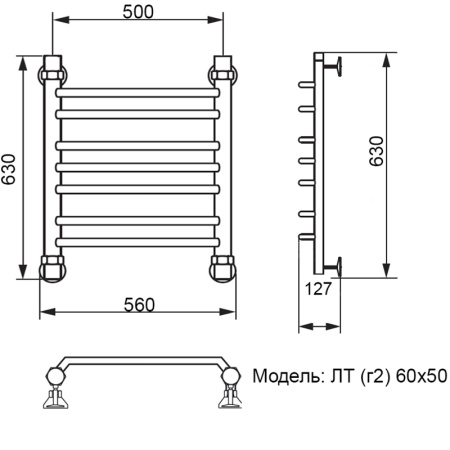 полотенцесушитель ника trapezium лт (г2) 60/50, цвет хром