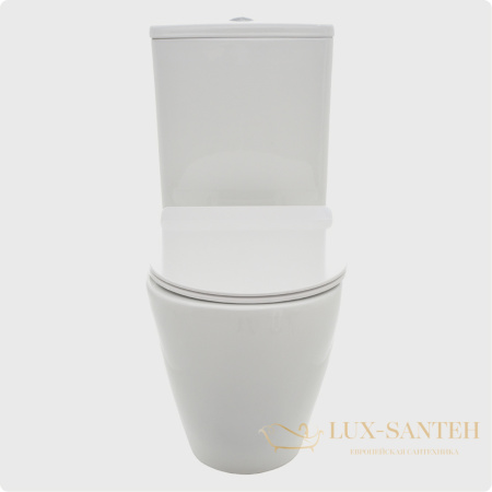 унитаз напольный безободковый aquame aqm1002, в комплекте c сиденьем softclose, горизонтальный выпуск, белый глянцевый