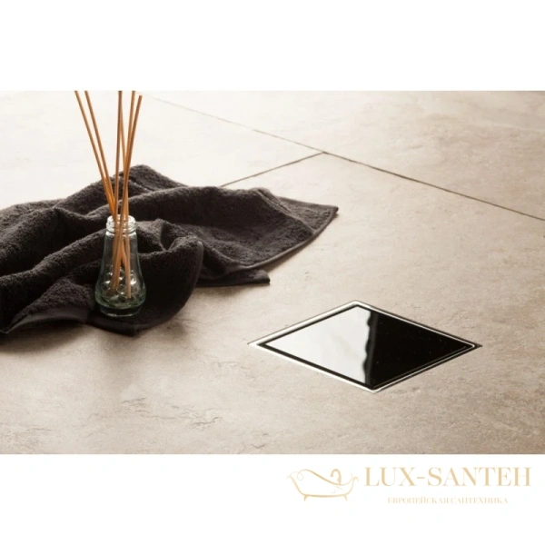 душевой трап bettoserb confluo standard black glass 1 13000089 144x144/50 мм, хром/черный глянец