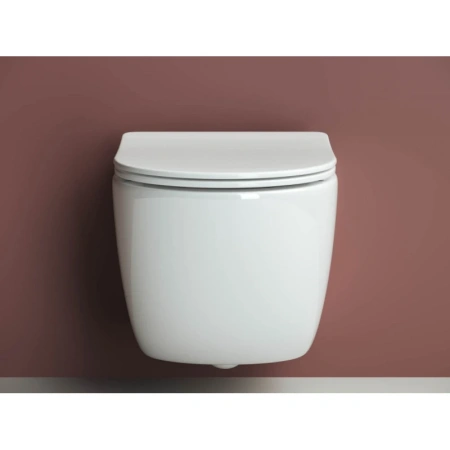 подвесной безободковый унитаз ceramica nova forma cn3009 с сиденьем микролифт, белый