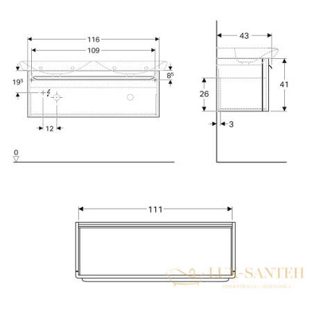 тумба под раковину geberit myday 824130000 1160х430 мм, белый глянец