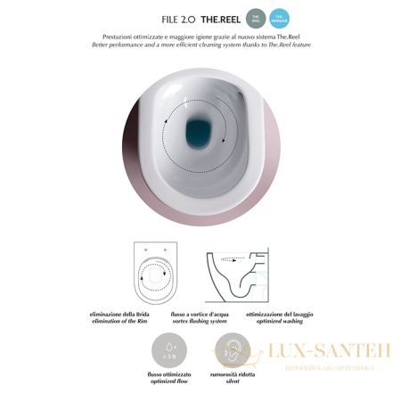 унитаз подвесной artceram file 2.0, flv006 01 00, турбо смыв the.reel, 36х52 см, с креплениями, цвет белый saniglaze