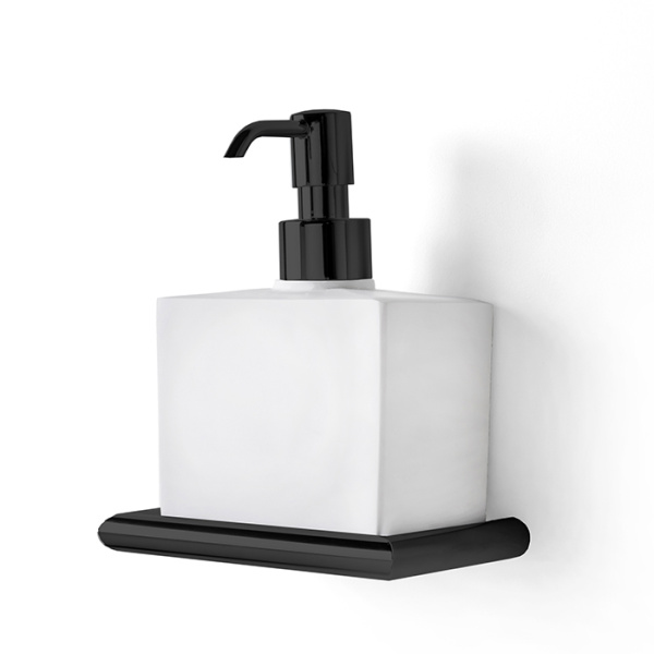дозатор для жидкого мыла 3sc guy, gu01dano, подвесной, композит solid surface, белый матовый х черный матовый