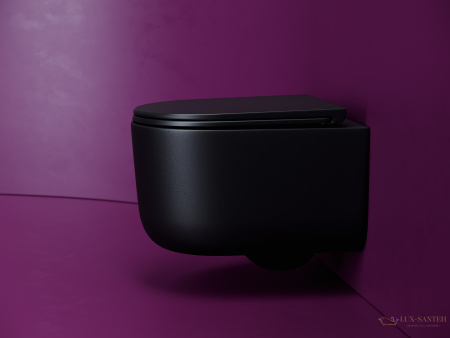 унитаз подвесной ceramica nova ulma, cn4006tmb, смыв торнадо, безободковый, с сиденьем микролифт, черный матовый