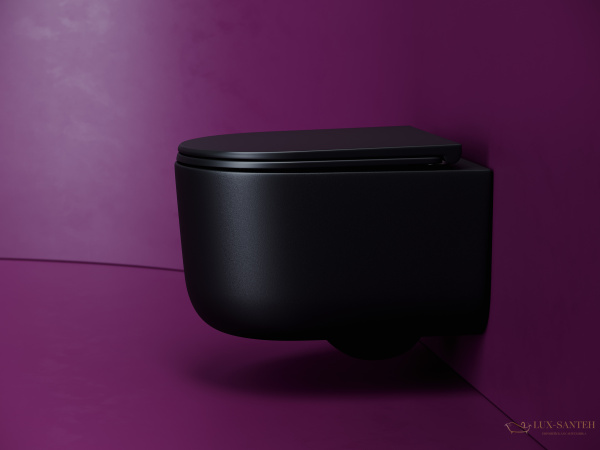 унитаз подвесной ceramica nova ulma, cn4006tmb, смыв торнадо, безободковый, с сиденьем микролифт, черный матовый