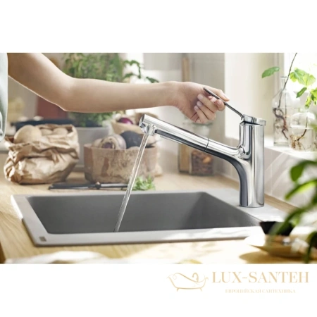 кухонный смеситель hansgrohe zesis m33 74800000 с выдвижным изливом