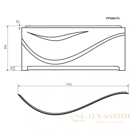 панель фронтальная timo vino fpvino17l 170 см, белый