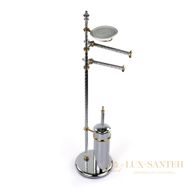 стойка stil haus giunone g697(02): мыльница + полотенцедержатель + бумагодержатель + ерш, хром-золото