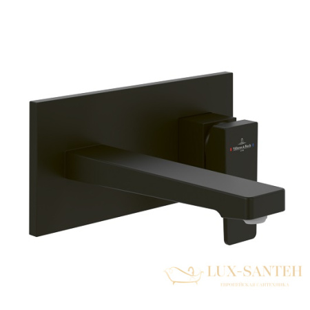 смеситель настенный для раковины villeroy & boch architectura square tvw125003000k5, черный матовый