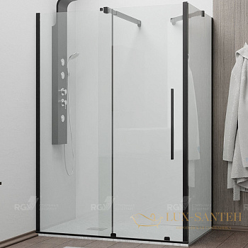 душевой уголок rgw tornado 41074869-14 to-48b 160х90, профиль черный, стекло прозрачное