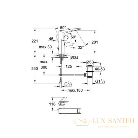 смеситель grohe allure brilliant 23109000 для раковины, хром