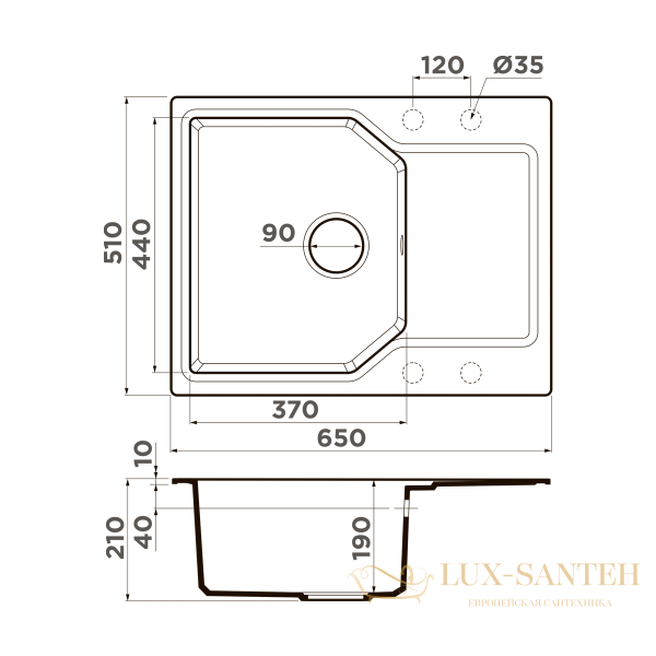 кухонная мойка omoikiri yonaka 65-sa artgranit х бежевый, 4993415
