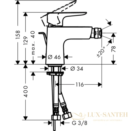 смеситель hansgrohe talis e 71720000 для биде