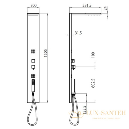 душевая панель bossini manhattan monocomando l00891.030, хром
