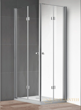 душевой уголок cezares eco eco-o-ash-2-80/90-c-cr 80x90 профиль хром, стекло прозрачное