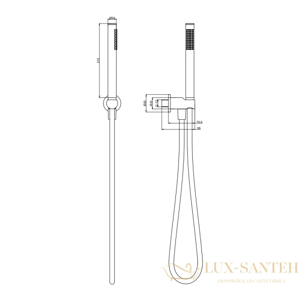 душевой набор aquame aqm8711mb, черный матовый