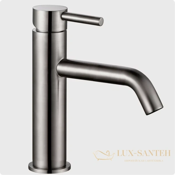 смеситель для раковины aquame siena aqm6210gm, оружейная сталь