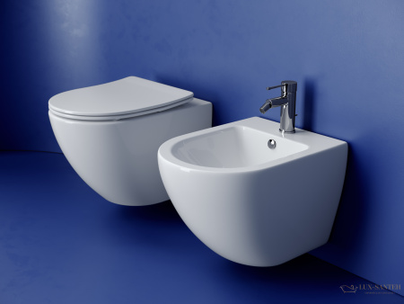 унитаз подвесной ceramica nova metropol cn4002t, смыв торнадо, безободковый, с сиденьем микролифт, белый  