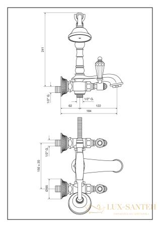 смеситель с ручным душем emmevi the one 98011lcsw/br для ванны, прозрачные кристаллы swarovski, бронза