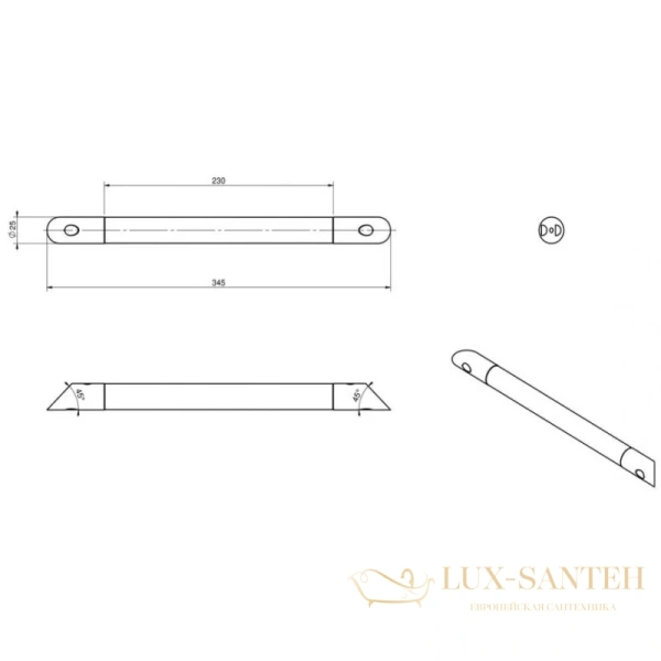 поручень угловой langberger 71155 34,5 см, черный
