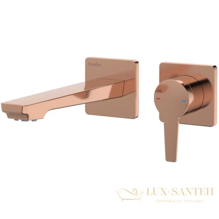 смеситель для раковины teska liva e5409 без донного клапана, розовое золото