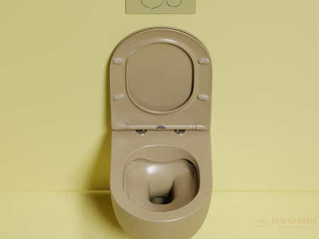 унитаз подвесной ceramica nova modena cn6063mc безободковый, с сиденьем микролифт, капучино матовый