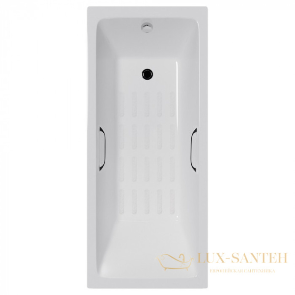 ванна чугунная delice level 170х75 с отверстиями под ручки и антискользящим покрытием dlr230602r-as, белый глянцевый