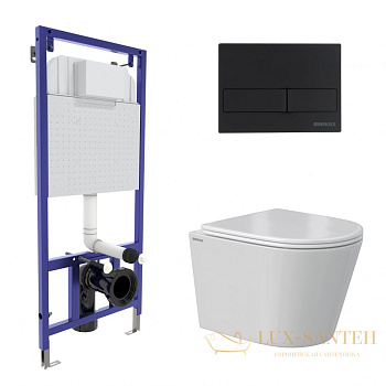 комплект berges 043372: подвесной унитаз vita с системой инсталляции novum 525 и панелью смыва, черный матовый