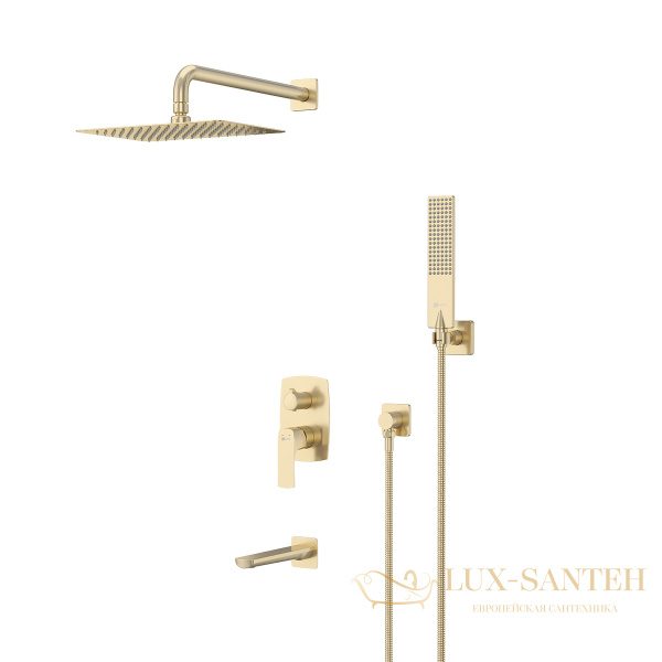 душевая система встраиваемая для ванны lemark ursus lm7222bg, золото шлифованное