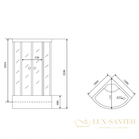 душевая кабина timo comfort t-8800 c 100x100x220 см, стекло прозрачное