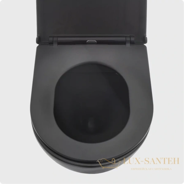 унитаз подвесной безободковый aquame aqm2002mb, с быстросъемным сиденьем softclose, черный матовый