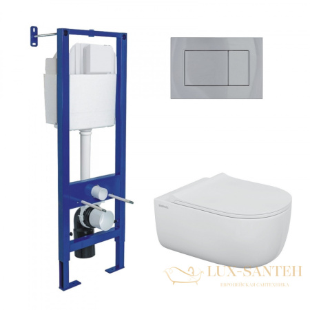 комплект berges 043359: подвесной унитаз ego xl с системой инсталляции atom 410 и панелью смыва, хром глянцевый