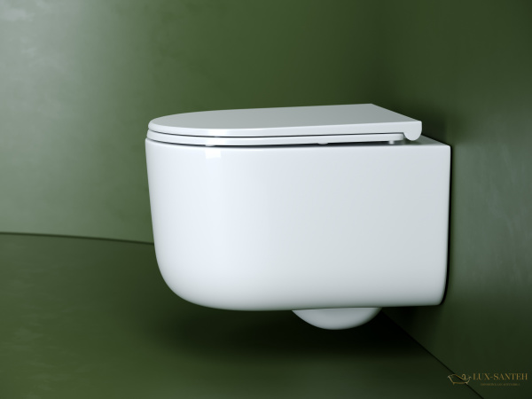 унитаз подвесной ceramica nova ulma, cn4006t, смыв торнадо, безободковый, с сиденьем микролифт, белый