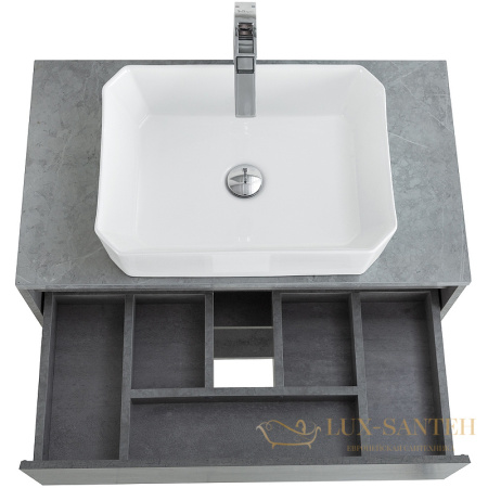 тумба под раковину belbagno kraft kraft-800-1c-so-cg 80 см подвесная, cemento grigio