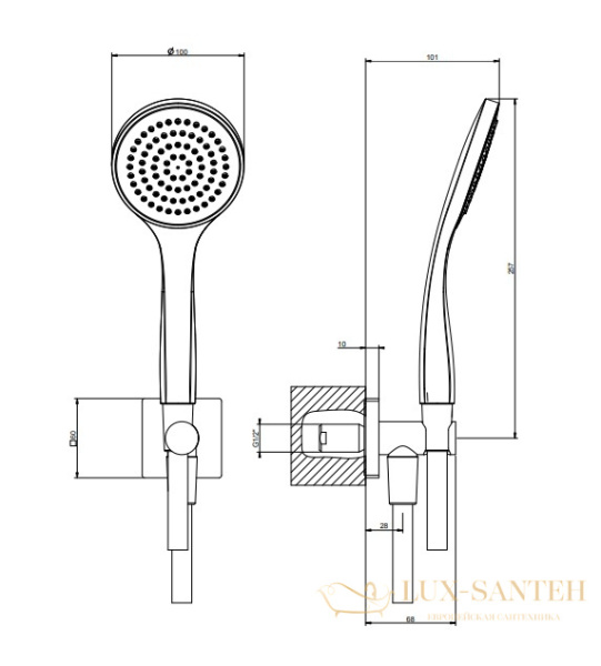 душевой гарнитур gessi rilievo 59123.030, copper pvd