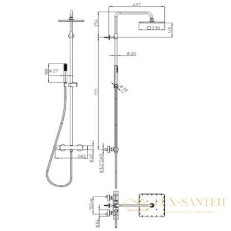 душевая система bossini cosmo monocomando l10174.030, хром